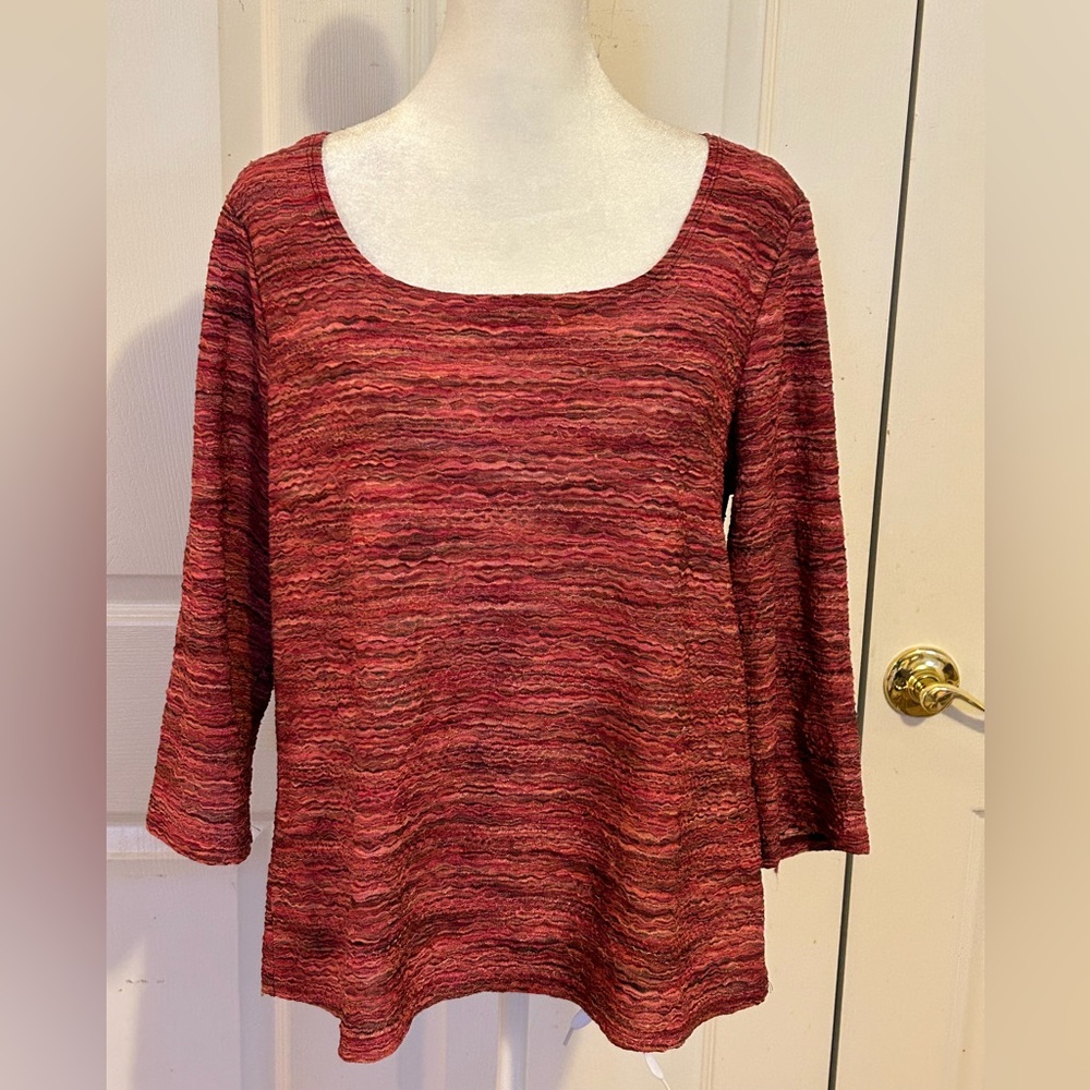 J. Jill reddish-brown top with textured fabric, LargePetite